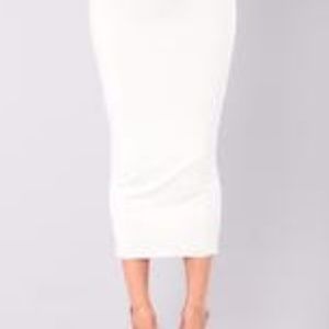 Ivory Bodycon Midi Skirt
